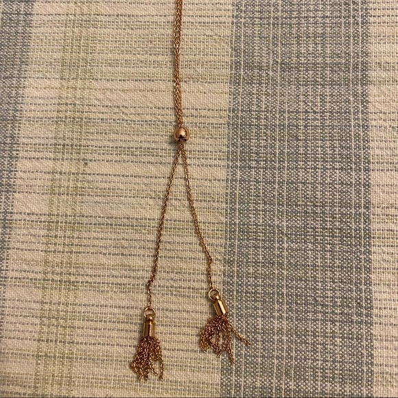 J.Crew Rose Gold Tassel Pendent Long Necklace - Picture 3 of 15